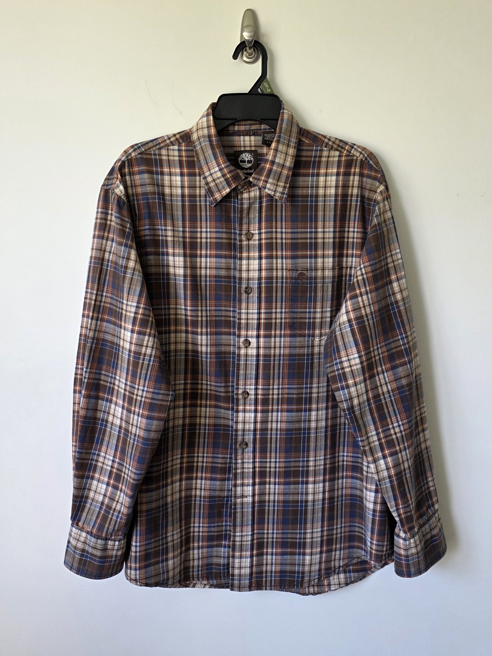 Timberland Mens Plaid Country Shirt L Long Sleeve Multi Brown Fall Casual